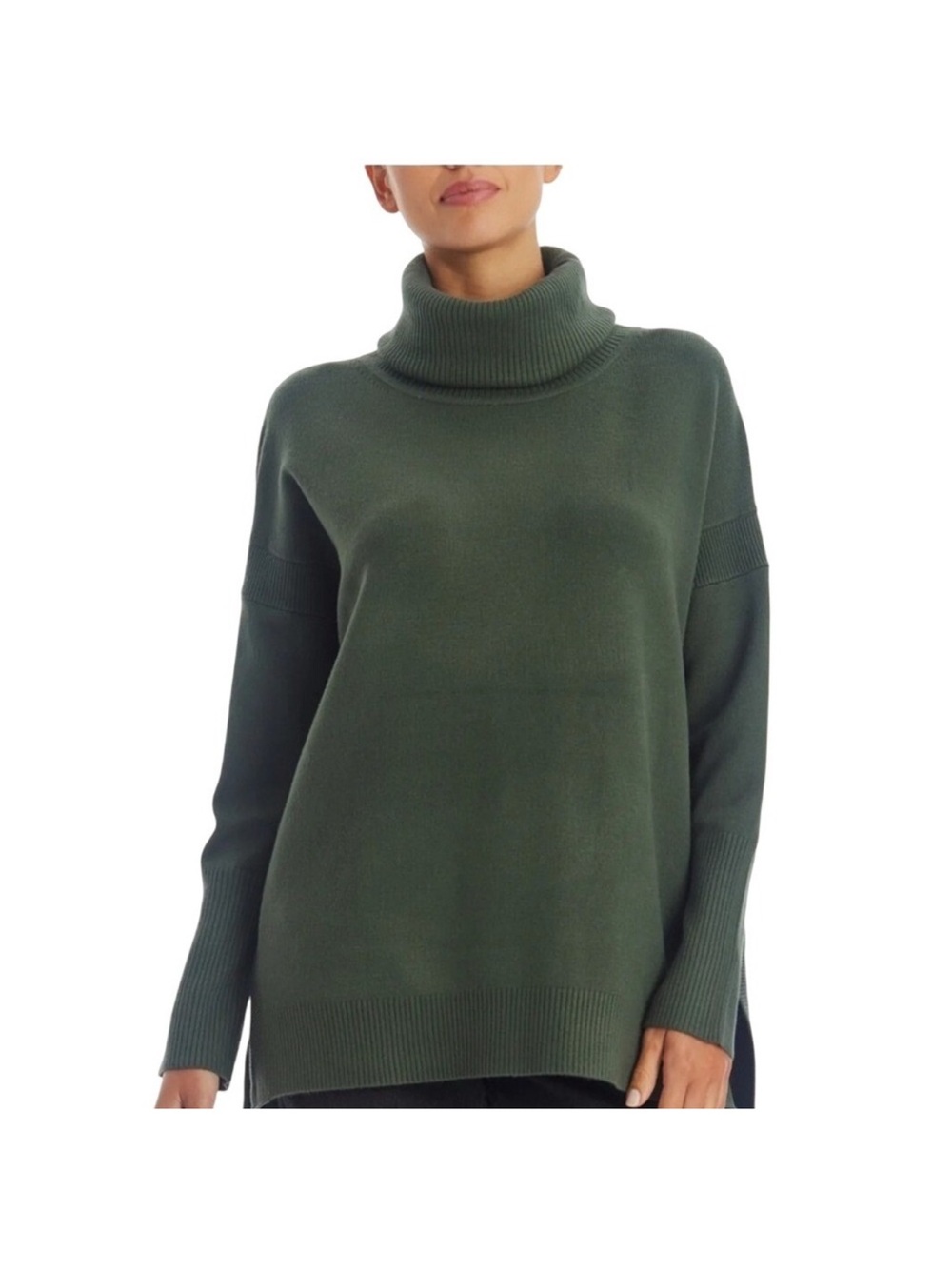 Turtleneck Sweater Tunic in Forest Green - Women